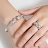 2026 Trendy Gold-Plated Copper Snake Bracelet & Ring Set with Green Eye and Full Diamond Micro-Pave