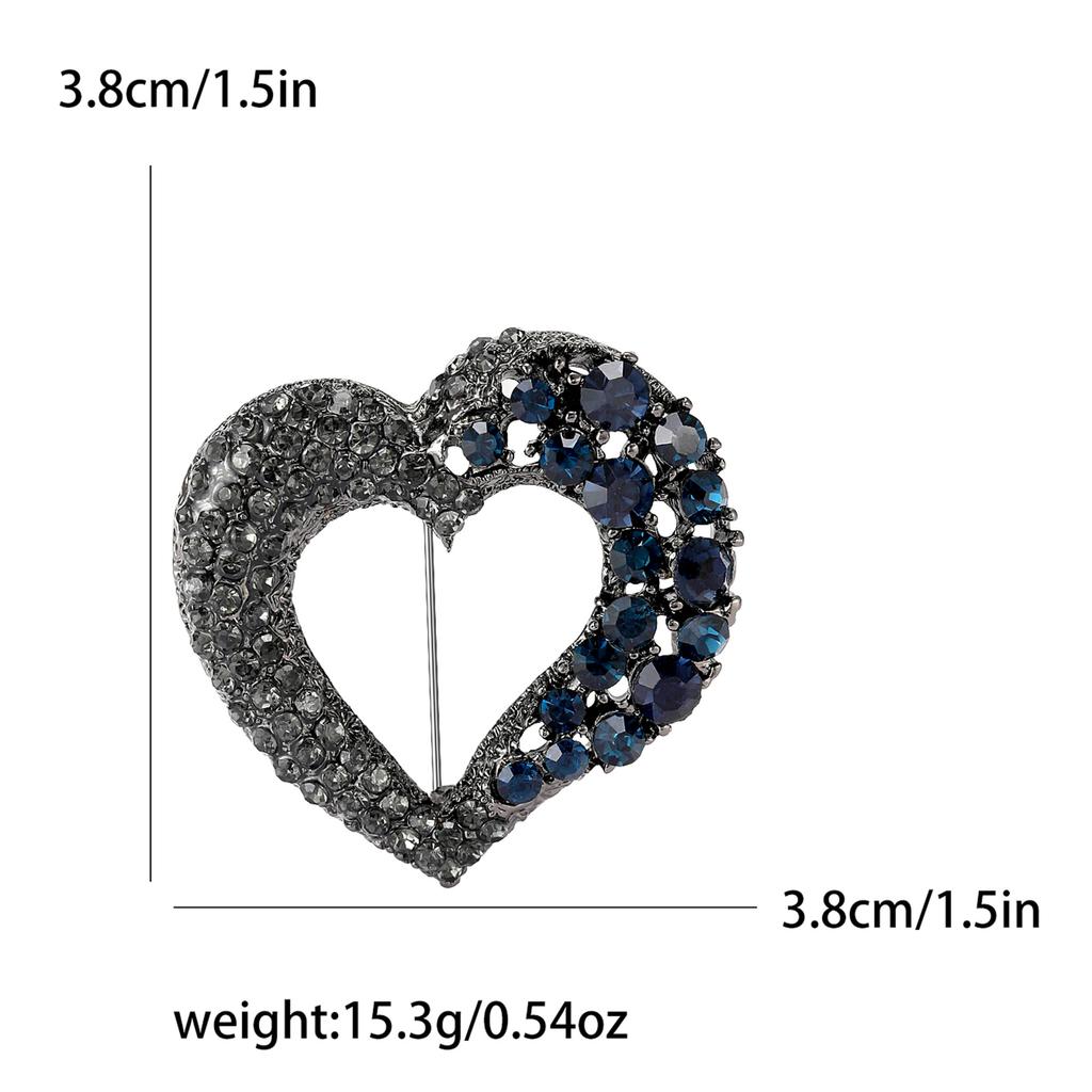 Broșă elegantă cu diamant gol pentru femei, cu pietre decorative în formă de inimă, la modă