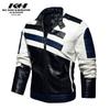 A autumn and winter boys' leather jacket, European and American large-size men's PU coat, velvet thin locomotive fat jacket tide
