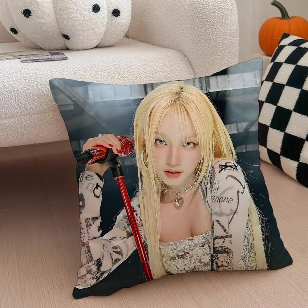 Quirky Korean Beautiful Singer SSong Yuqi Cushion Cover Throw Pillow Cover Hidden Button Durable Polyester Chair Cushion