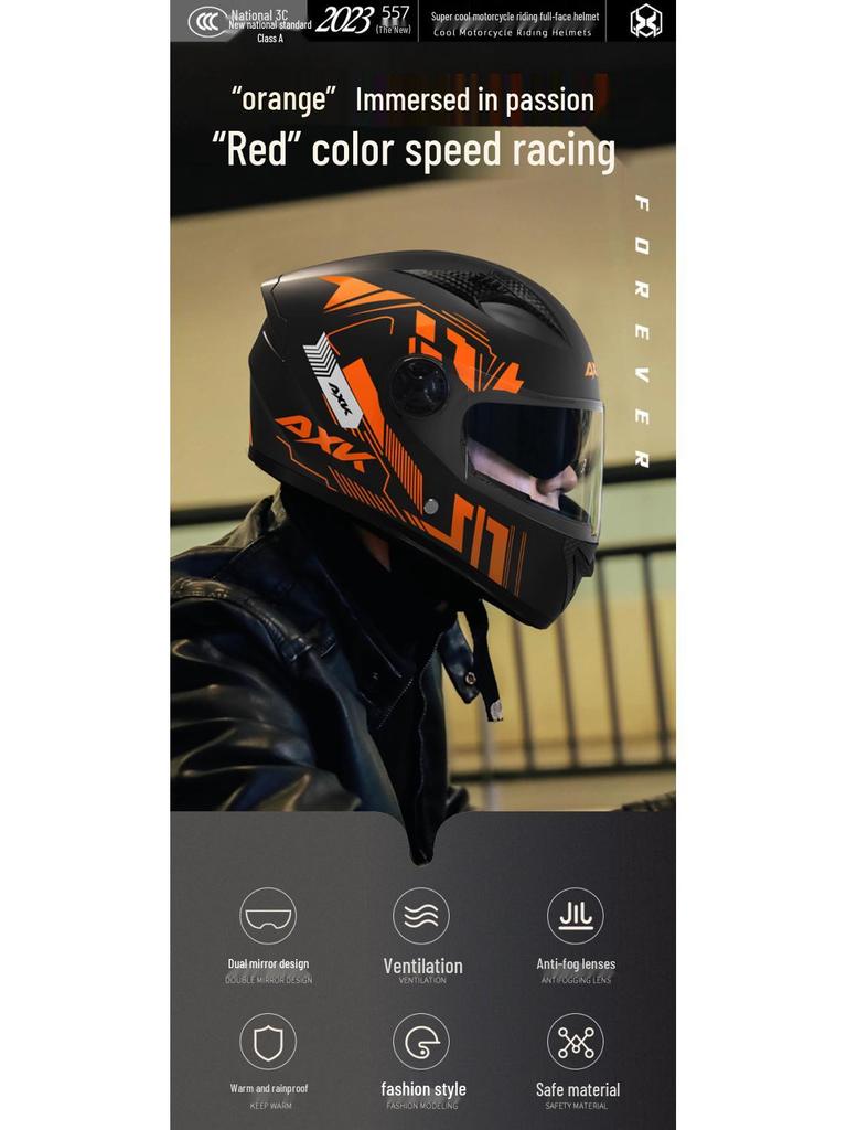Certified Electric Motorcycle Helmet - Unisex Full Face, All-Season, Winter Warm, Safety Helmet