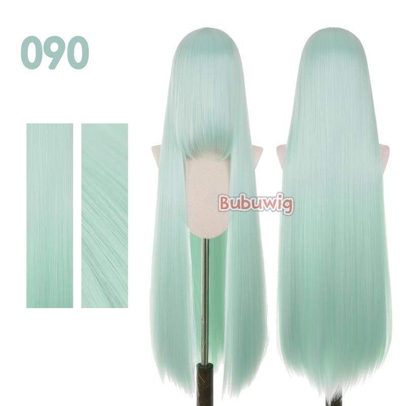 Bubuwig Synthetic Hair 100cm Long Straight Pure Color Cosplay Wigs Over 100 Colors Black White Red Blue Brown Wig Heat Resistant
