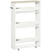3-Tier Storage Trolley Storage Cart Shelf On Wheels for Narrow Kitchen Bathroom Laundry Room Office with Handle - 48 X 15 X 80 Cm White