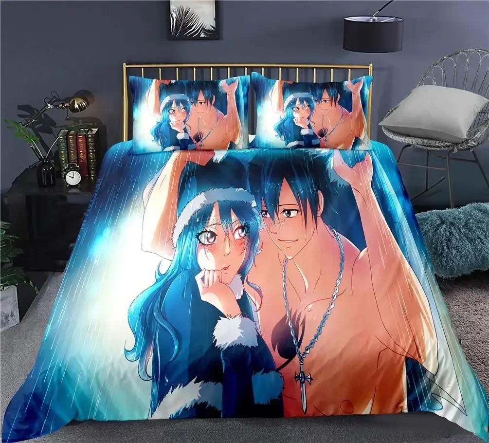 Fairy Tail Kawai Anime Beding Set For Bedrom Soft Modern Bedspreads Comefortable Children Kids Soft Duvet Cover Comfortable Quilt Cover And Pilowcase