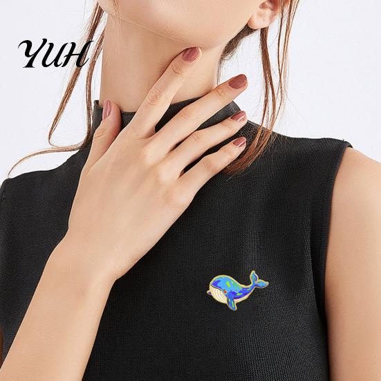 Decorative Alloy Badge Cartoon Sea Animal Metal Brooch, Dolphin Whale Seahorse Octopus Enamel Clothes Accessory Pin, Hats Bags Scarves Jackets
