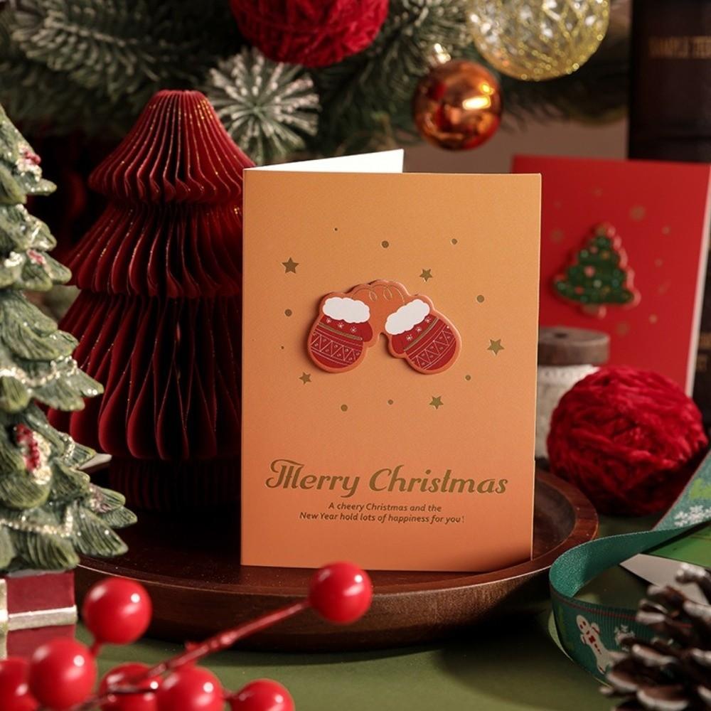 10pcs 3D Merry Christmas Greeting Cards DIY Greetings Postcard Creative Blessing Cards New Year