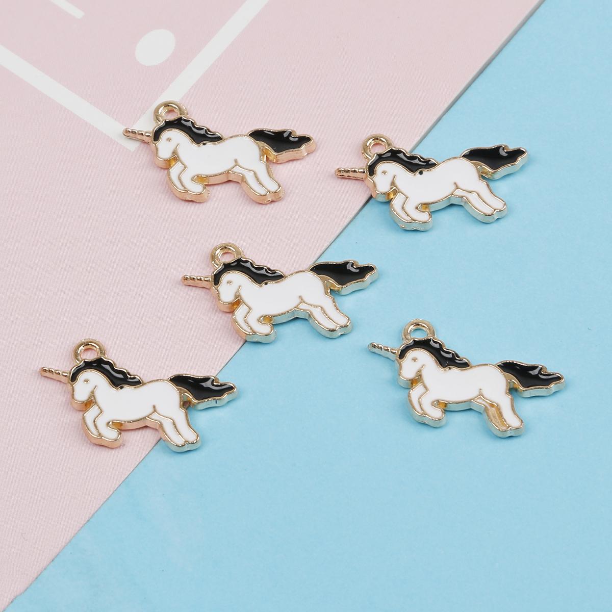 

10 шт. 14*21 мм красочный кулон из сплава с единорогом для изготовления ювелирных изделий DIY очаровательное украшение 14*21mm 10pcs