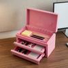 Three-Tier Storage Box Hinged Lid Metal Storage Box 3 Tray Tool Chest Silver Trim Easy To Clean