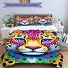 3PCs Colorful Leopard Print Design Cover Set, Breathable Fabric, Machine Washable (1 Duvet Cover + 2 Pillowcases) (Without Quilt) yy250911157