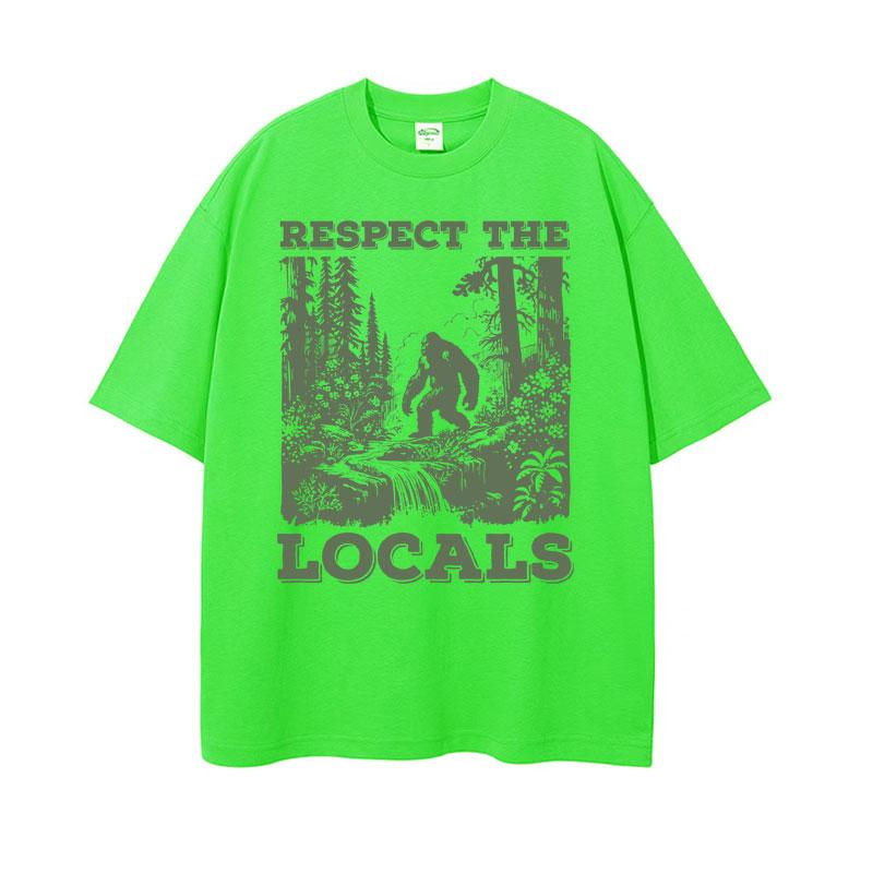 

Respect The Locals Big Foot Sasquatch Yeti Walking in The Forest Vintage T Shirt Men Women Casual Funny Y2k Meme Graphic Tshirt 3XL