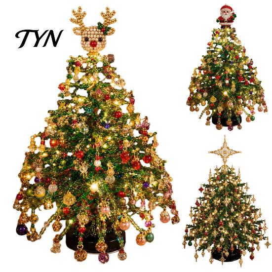 Kit per Lavoretti Albero di Natale Kit con Perline Fai da Te Set Festivo in Cristallo Sintetico per Creare Decorazioni da Scrivania Festive per Adulti Principianti, Decorazione Fatta a Mano da Tavolo