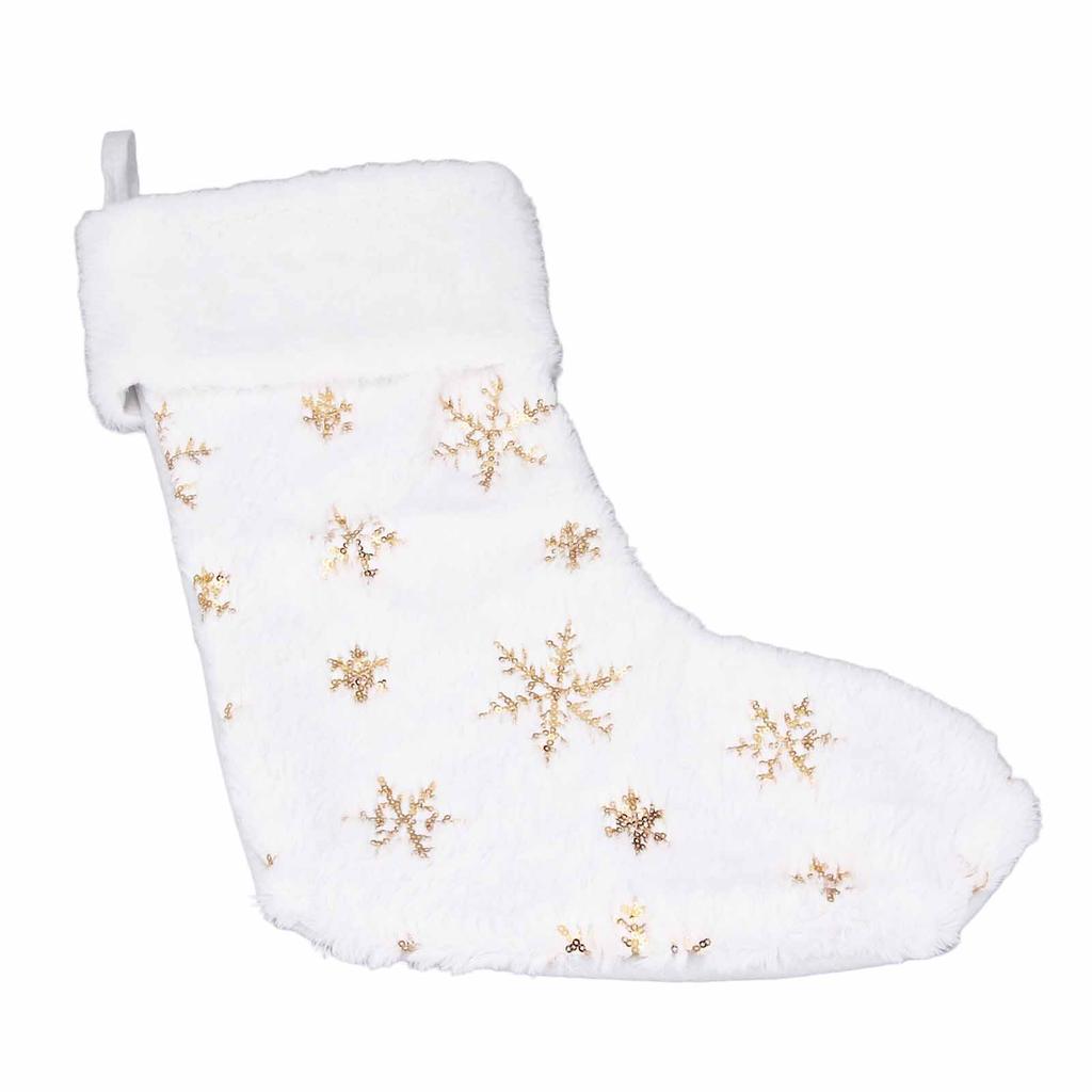 Large Xmas Stocking Embroidered Snowflake Sequin Socks Ornament Stocking Decoration for Family Holid