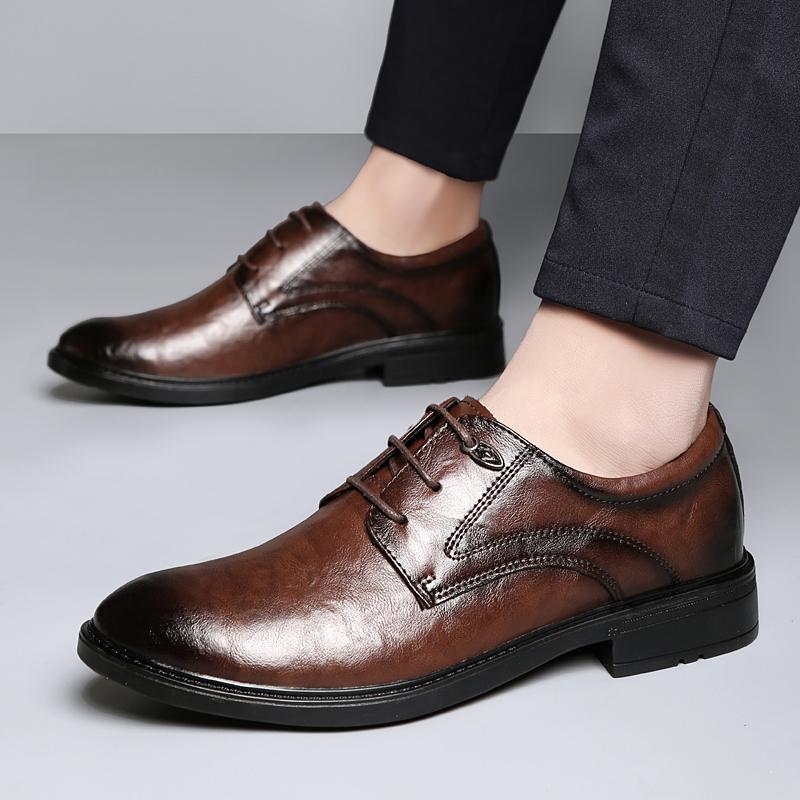 Zapatos de Negocios Casuales de Cuero Estilo Británico para Hombre Nuevos al Zapatos de Oficina para Hombre Oxfords de Cordones de Moda Zapatos para Caminar