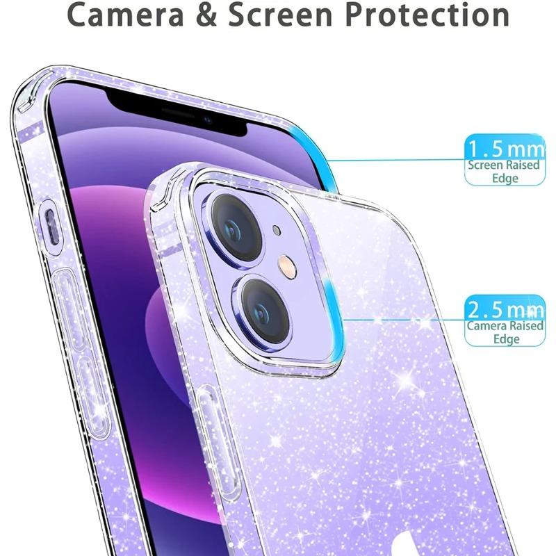 Glitter Clear Phone Case For iPhone 17 Air 16 15 Pro Max 14 Plus 13 Mini 12 11 16 E Transparent Women Girls Soft TPU Cover