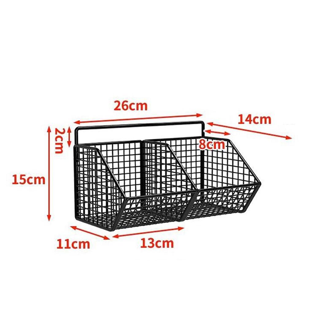 Grid Storage Baskets, Metal Wire Basket Wall Mount, Hanging Kitchen Baskets for
