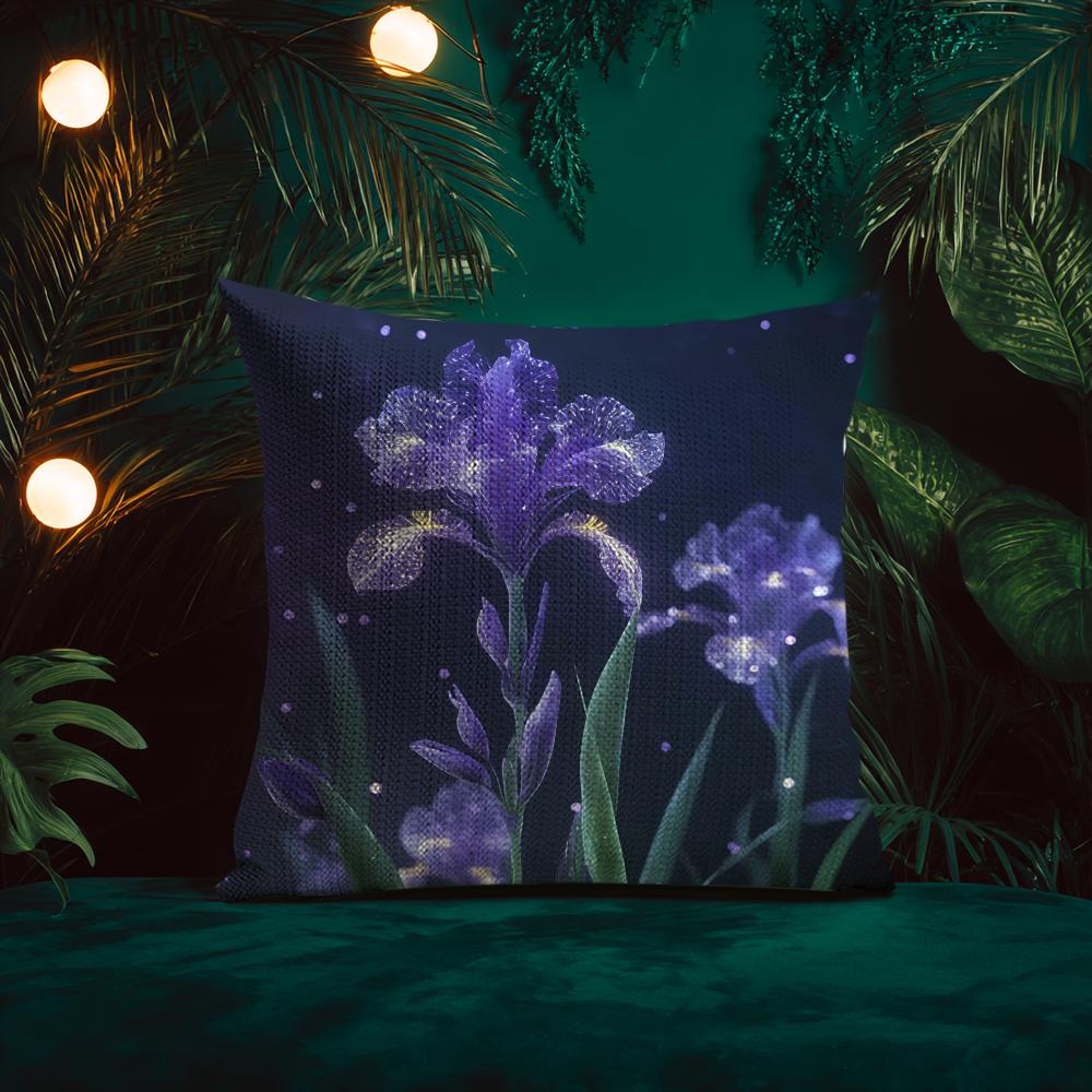 

Natural Beautiful Flowers Iris Cushion Cover Silky elegant Comfort Sofa Bed Invisible zipper Beach pillowcase 30x30 cm