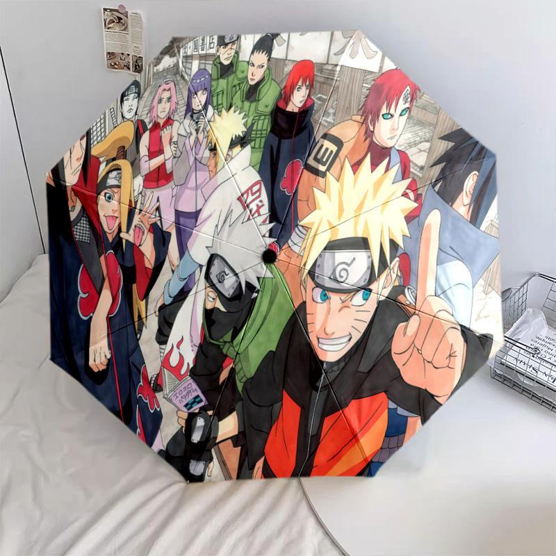1 PC Automatic Folding Umbrella - Naruto Team Battle Pattern Portable Foldable Design With 8 Ribs Christmas Birthday Gifts