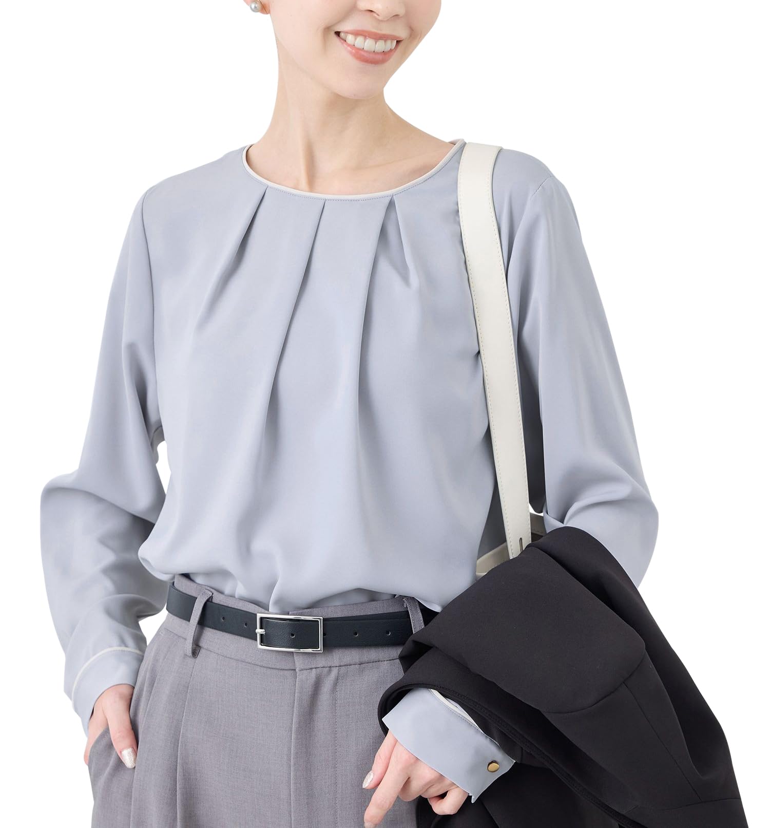 

ROPE PICNIC Blouse Freedom from Tuck Sax [Web-Exclusive Color Navy] White/Random Blouse, Women s, (48)