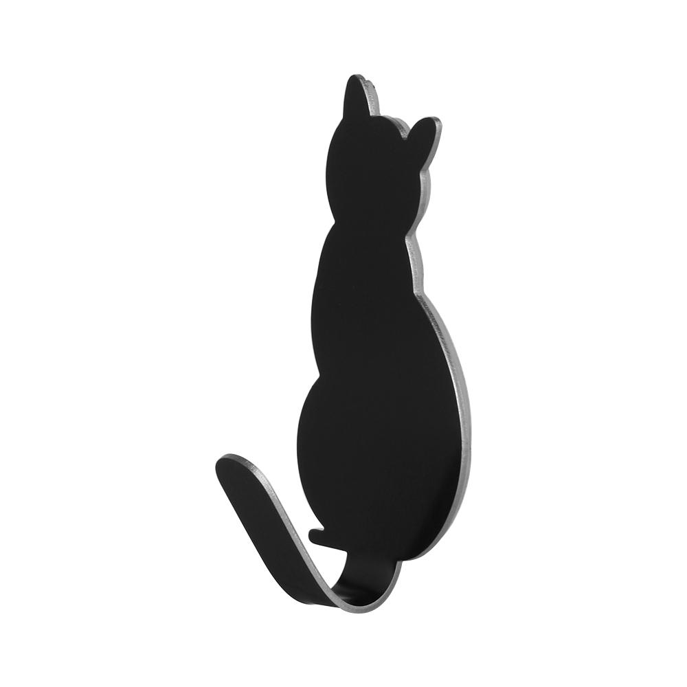 2pcs Clothes Self Adhesive Bathroom Towel Racks Storage Holder Cat Pattern Hooks Hanger