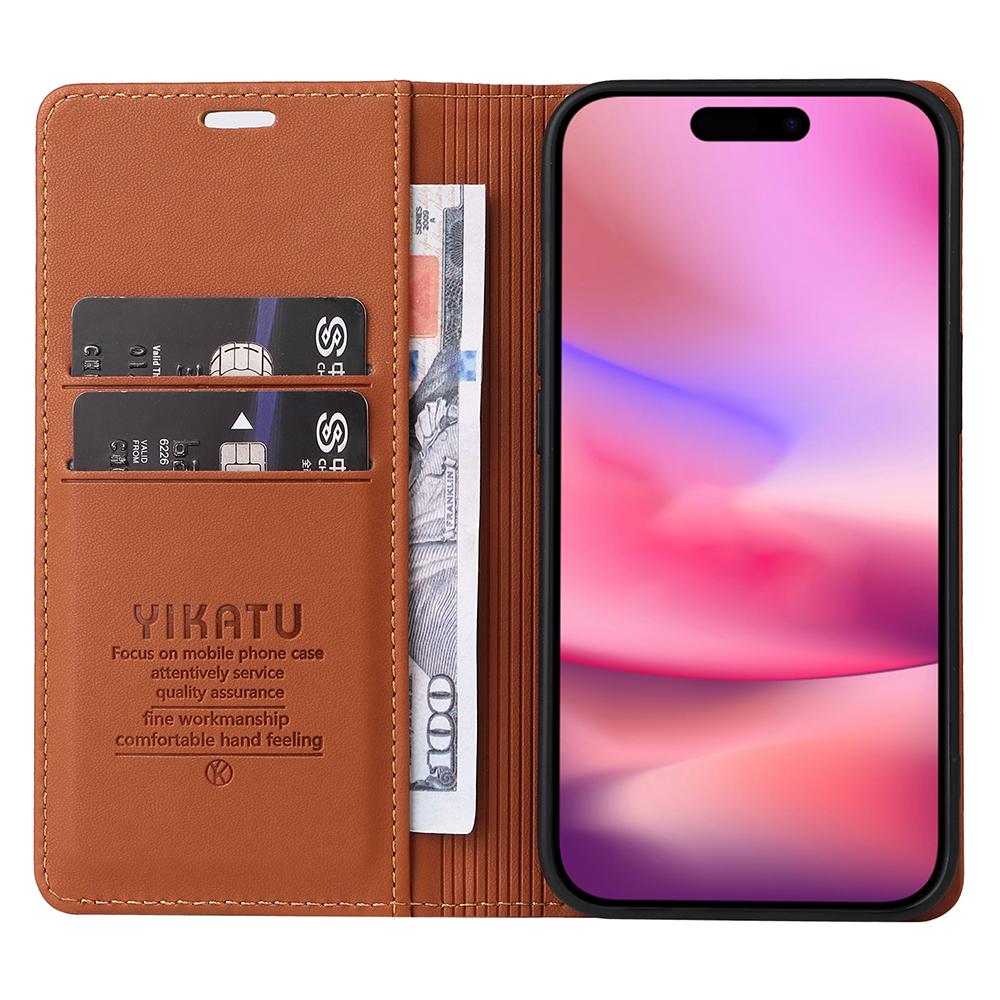 YIKATU YK-001 For iPhone 16 Case PU Leather Stand Wallet Protective Phone Cover