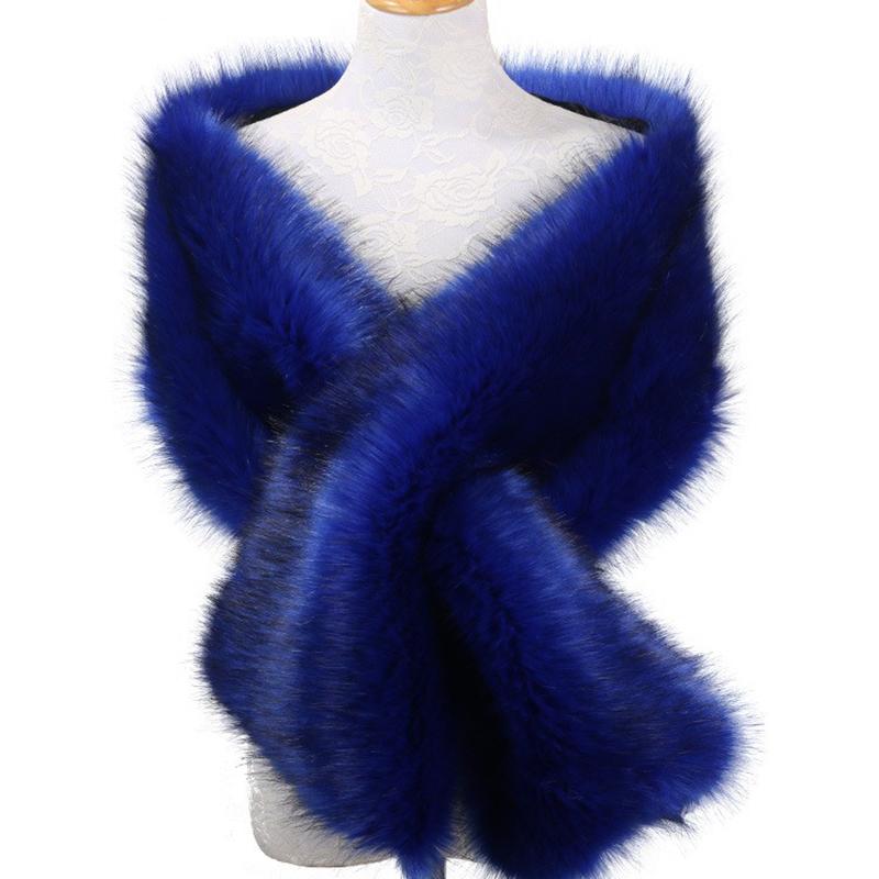 Women’s Luxurious Faux Fur Shawl Winter Bridal Thicken Soft Warm Comfortable Faux Fur Shawl Wrap for Wedding Evening Party