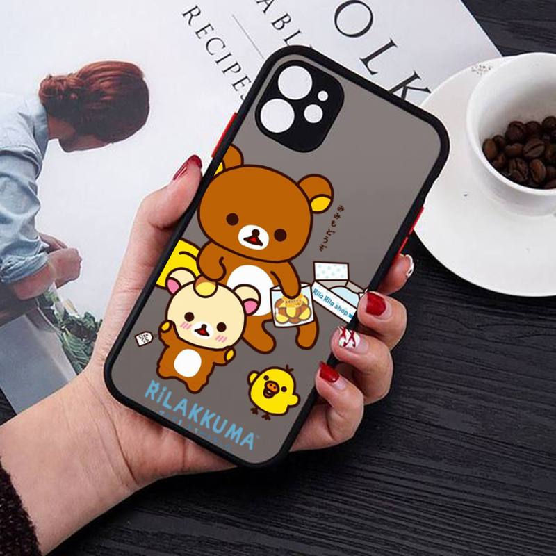 Rilakkuma Phone Case for iPhone X XR XS 7 8 Plus 11 12 13 Pro MAX 13mini Translucent Matte Case