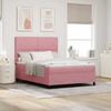 LED Boxspring Bed with Mattress Pink 140 X 200 Cm Velvet