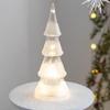For Glass Christmas Tree Figurine Tabletop Tree Ornament with LED Lights Holiday Decor Light Up Tree Cone for Home Office Partie