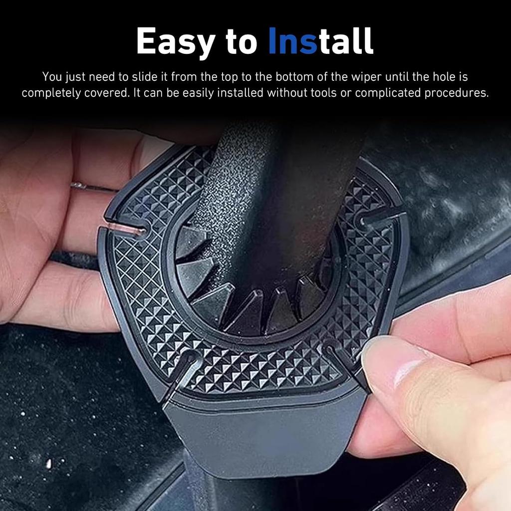 WZP 2PCS Car Wiper Arm Hole Protection Pad, Silicone Wiper Hole Protective Cover, Anti-Leaf Dust-Proof Front Windshield Wipers Pivot Protective