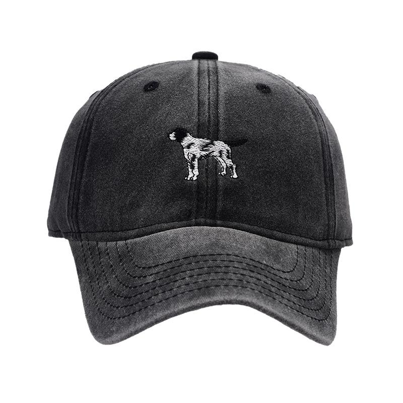 Spring Hard Cartoon Puppy Embroidery Baseball Cap Washed Old Fashion Versatile Cap Outdoor Visor Tide