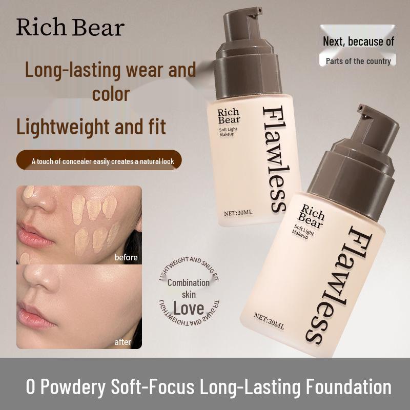 

RichBear Flawless Lightweight Skin Foundation & Concealer - Long-Lasting, Non-Cakey, Creamy Formula for Dry Skin.