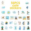 103056Pcs Kawaii Blue Seaside Life Pvc Sticky Stickers Aesthetic Diy Colored Phone Laptop Luggage Skateboard Graffiti Decals