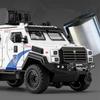 1:32 Alloy Police Explosion Proof Car Model Diecasts Metal Sword Toothed Tiger Armored Vehicles Car Model Sound Light Kids Gifts