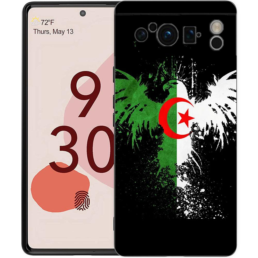 Phone Case For Google Pixel 8 A 7 6 Pro 6A 5G Black Soft Shockproof Back Cover Silicone TPU Shell Coque Algeria Flag