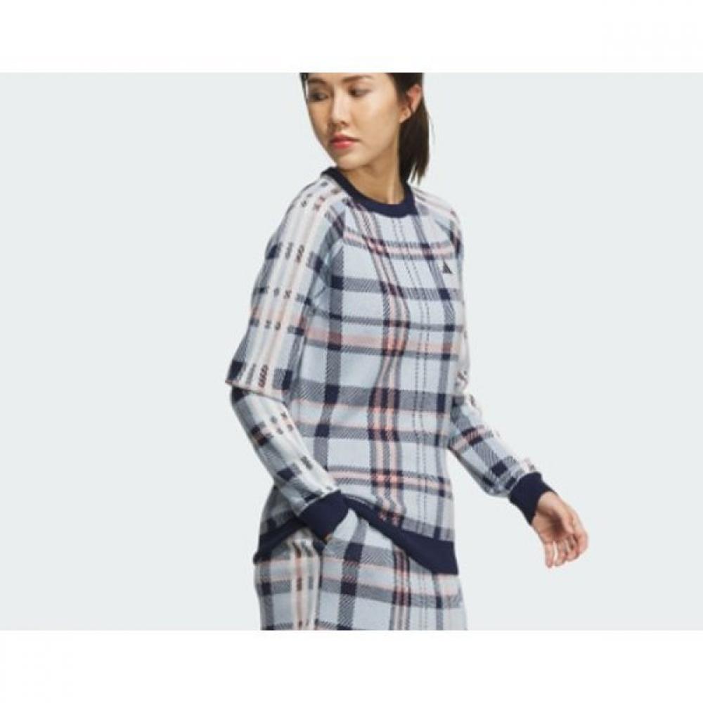 Adidas Golf 23 Years Fw Women Golf Jacquard Long Sleeve Pullover Sweater Navy