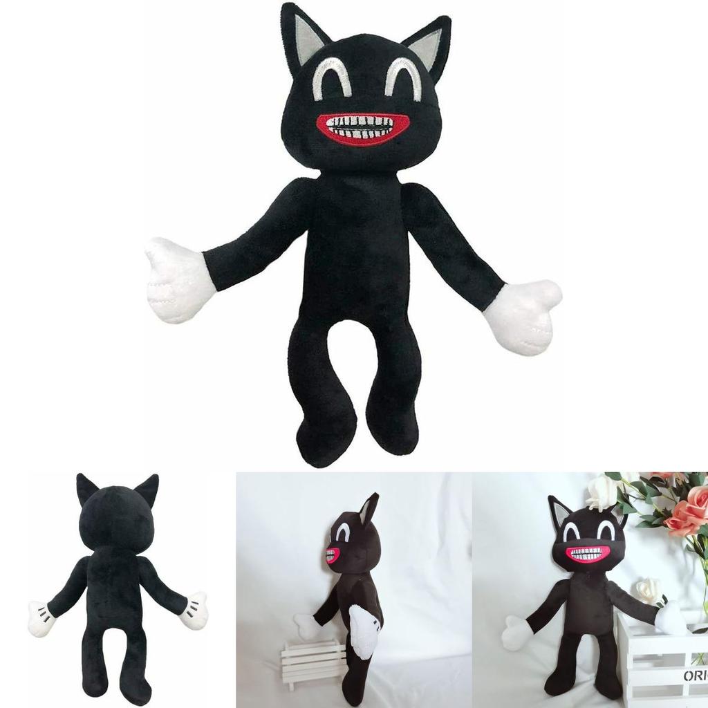 Adorable Black Cartoon Cat Plush Toy Stuffed Doll Perfect For Halloween Decorations