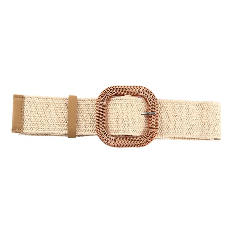 Plastic Buckle Waist Belt Aesthetic Braided Belt Decorative Waistband Wide Belt for Dress Elegant Weaving Waiststrap
