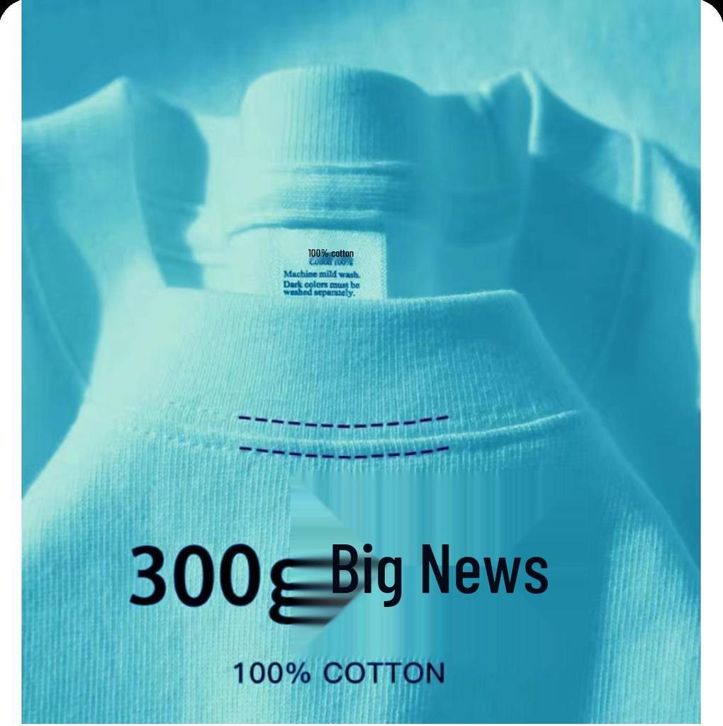 Unisex 500g Heavyweight Pure Cotton Gray-Green Short-Sleeve T-Shirt