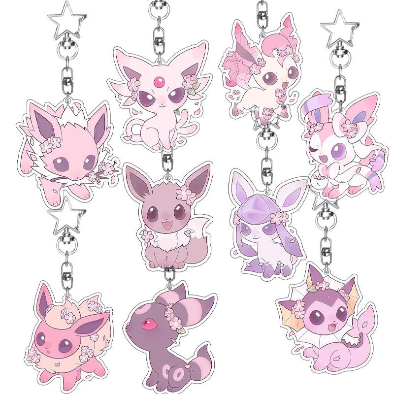 Anime Cartoon Umbreon Eevee Espeon Acrylic Keychain Key Chain Ring Backpack Charm Accessories Homemade Pendant Gift for Friends