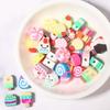50 pcs Polymer Clay Animal & Fruit Style Mixed Color Flat Round Beads for DIY Bracelet Jewelry