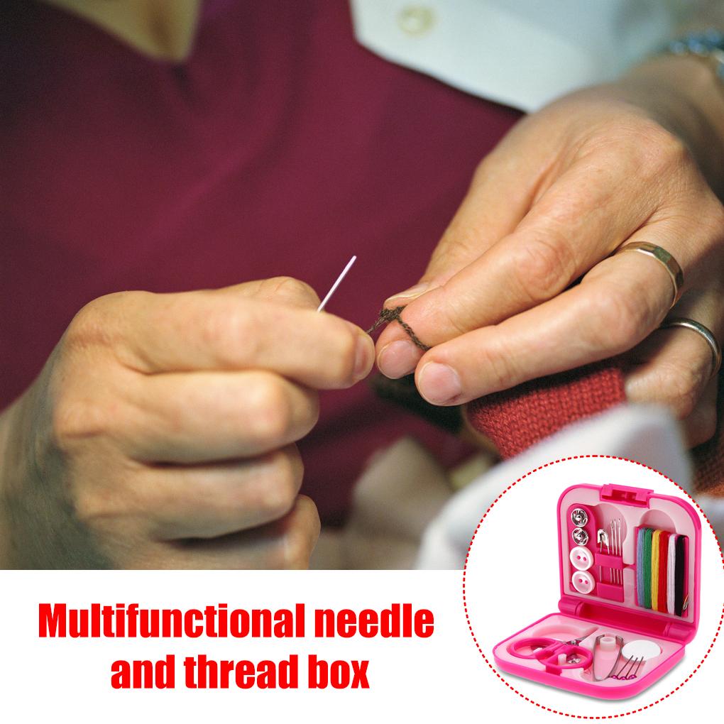 Portable Travel Mini Sewing Kit Scissor Thimble Embroidery Needle Threads Set With Box Household Sewing Set