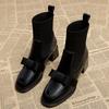 Bow Snow Ankle Boots for Women Mid Calf Winter Shoes Chunky Designer Fashion Sock Boots 2024 Trend Goth Dress Mujer Zapatillas
