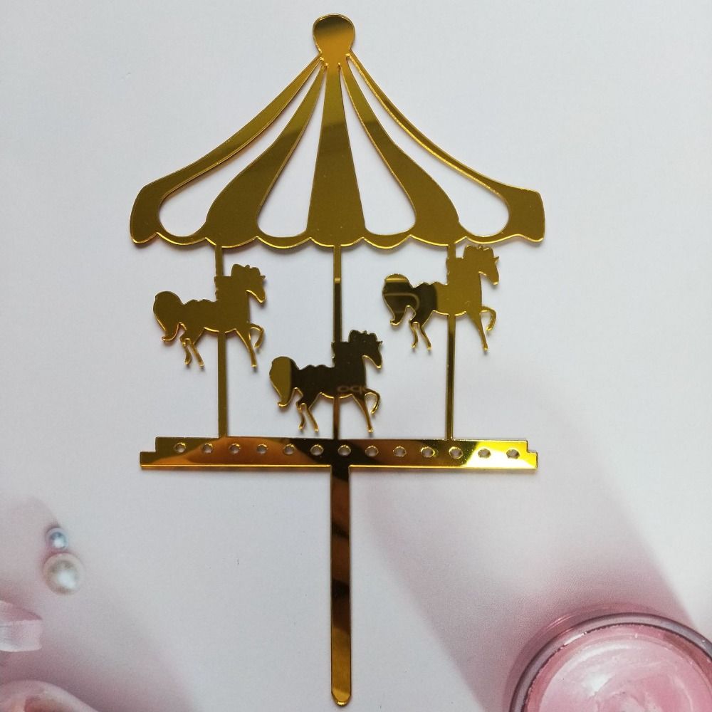Acrylic Card Insertion Cartoon Cake Decoration Carousel Cake Toppers Dessert Table Decoration