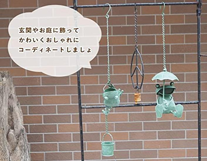 Murataya Sangyo Hanging Frog Umbrella 11 x 11 x 16 4876 Figurine, Approx. cm, Green,