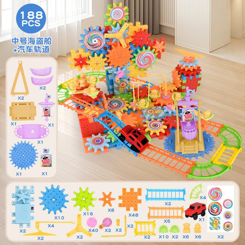 Electric Gears 3D Airplane Puzzle Model Building Kits Plastic Brick Block Educational Toys for Kids Children Blocks Building Toy