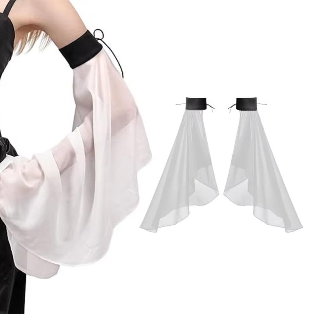 Long Tulle Chiffon Luxurious Gloves Long Arm Warmers Simple Detachable Sleeves  Costume