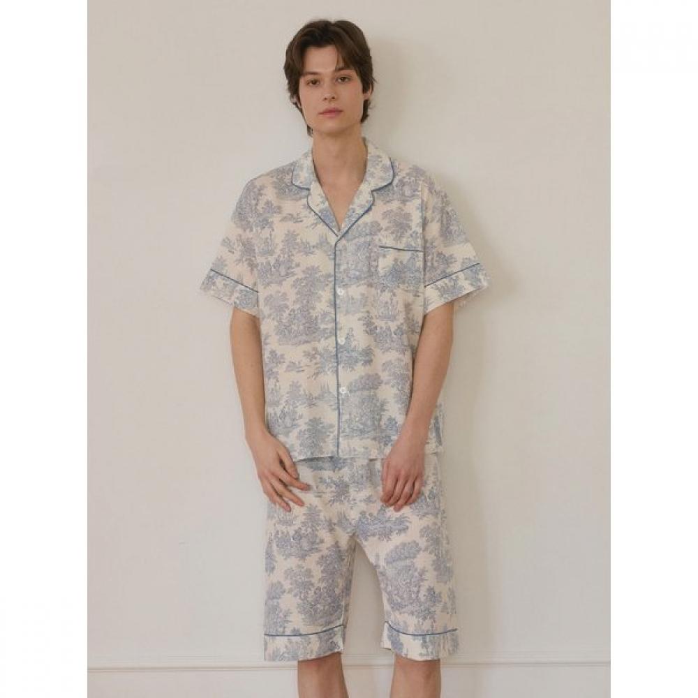 Lunaluz Men S Short Sleeve Collar Pajama Set Elize
