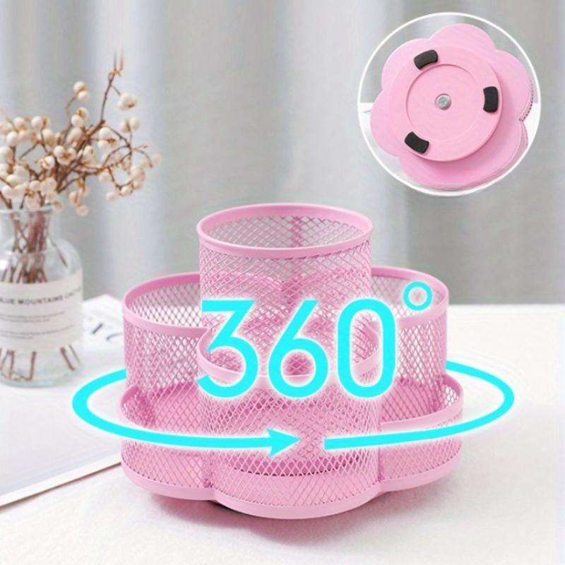 Metal Rotating Pen Holder Decoration Pen Holder Makeup Brush Storage Bucket Desktop Multifunctional Creative Pen Holder