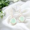 Vintage Aqua Chalcedony Gemstone 925 Sterling Silver Earrings Women's Jewelry CE-14-16