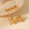 Star-shaped Jewelry Set Zircon Stud Earrings Ins Vacation Style Starfish Earrings 18k Gold Titanium Steel Accessories